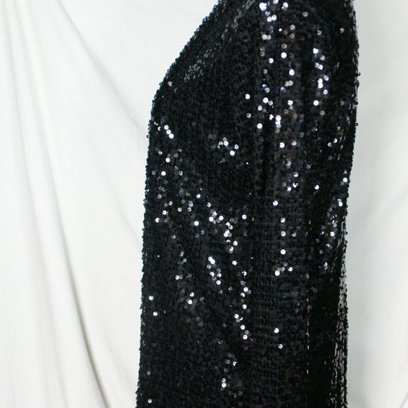 Loila Sequin Covered Open Front Cardigan Women's Small Lined Long Sleeve Evening - Picture 5 of 15